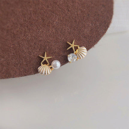 Asymmetrical Starfish Stud Earrings for Women Unique Fashion Jewelry Gift Set