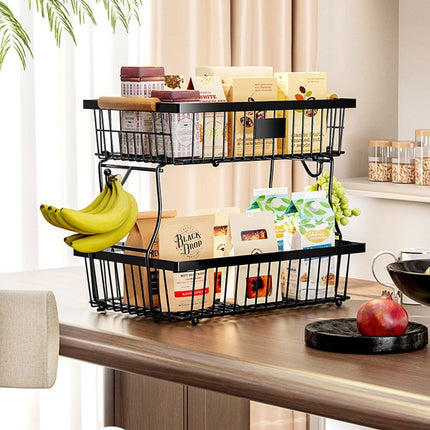 Household Double Layer Kitchen Storage Rack Removable Fruit Vegetable Organizer