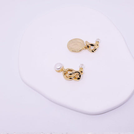 Vintage Textured Coin Earrings Asymmetric Design Fashion Jewelry for Women