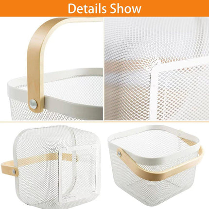 Hollow Iron Storage Basket for Fruit Vegetables Draining Organizer Kitchen Decor