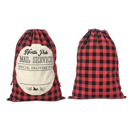 Plaid Christmas Gift Bags Reusable Holiday Apple Pouch Santa Bundle Sacks