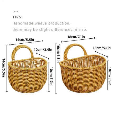 Imitation Rattan Woven Storage Basket Shelf Organizer Wash Rack for Home Decor