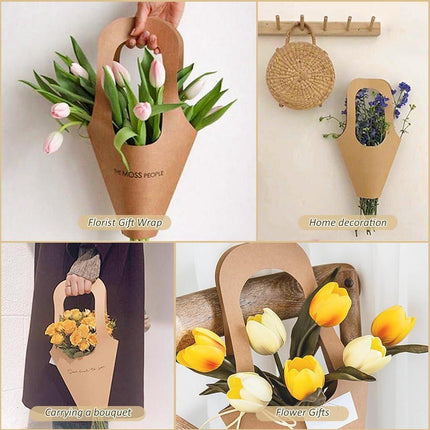40pcs Kraft Paper Bouquet Bags Handheld Gift Valentine's Day Flower Packaging