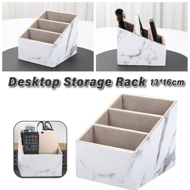 Remote Control Holder Storage Box Marble Patterned Small Office Desktop Organizer