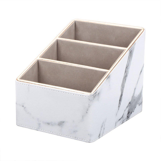 Remote Control Holder Storage Box Marble Patterned Small Office Desktop Organizer