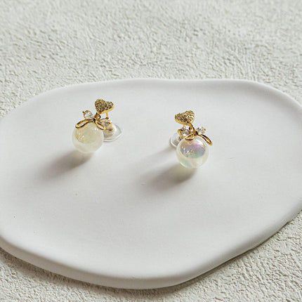 Love Pearl Earrings Elegant Temperament Jewelry for Women Chic Fashion Gift