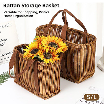 Imitation Rattan Woven Basket Shopping Basket Fruit Vegetable Storage Basket