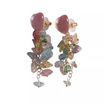 Fashion Flower Crystal Earrings Stud Women Drop Dangle Wedding Party Ear Jewelry - Aimall