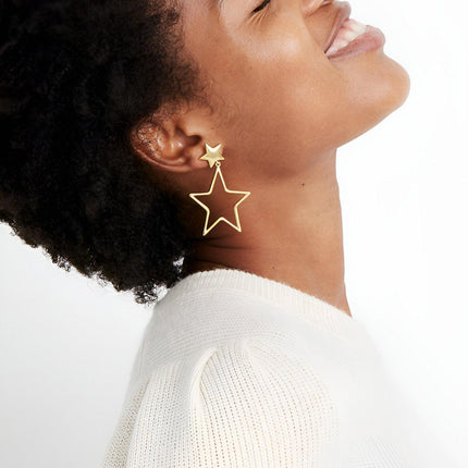 Vintage Openwork Star Earrings Elegant Fashion Jewelry for Women Chic Gift Ideas