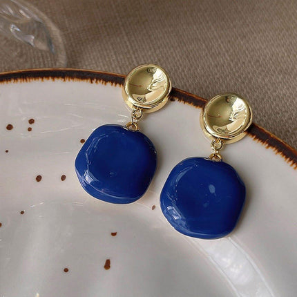 Irregular Blue Earrings For Women Retro Style Elegant Literary Fashion Jewelry
