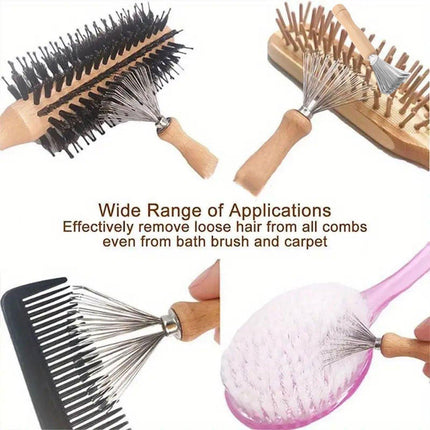 4PCS Hair Comb Cleaning Brush Set Wooden Airbag Comb Cleaner Claw Brush Tool