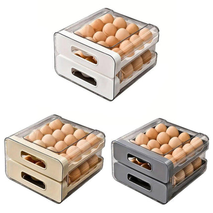 Double Layer Egg Storage Carton Drawer Organizer for Kitchen Fridge or Pantry