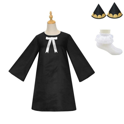 Anime SPY×FAMILY Anya Forger Cosplay Costume Women Girls Black Dress Outfits AU - Aimall