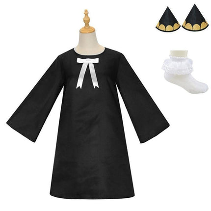 Anime SPY×FAMILY Anya Forger Cosplay Costume Women Girls Black Dress Outfits AU - Aimall