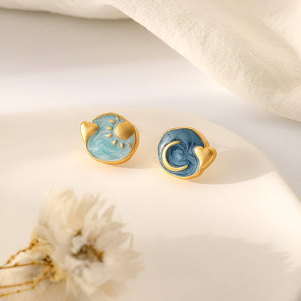 Vintage Sun Moon Heart Earrings Bohemian Style Jewelry for Women Trendy Fashion