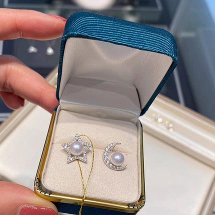 Star and Moon Asymmetric Stud Earrings Fashion Jewelry for Women Accessories