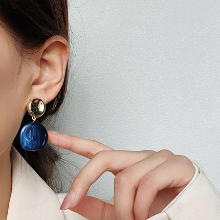 Irregular Blue Earrings For Women Retro Style Elegant Literary Fashion Jewelry