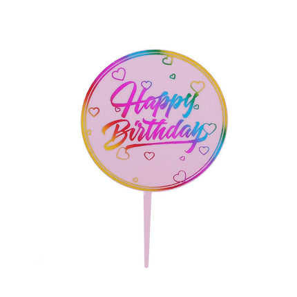 Happy Birthday Anniversary Wedding CakeCardboard Topper Acrylic Party Decoration - Aimall