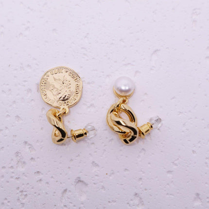 Vintage Textured Coin Earrings Asymmetric Design Fashion Jewelry for Women