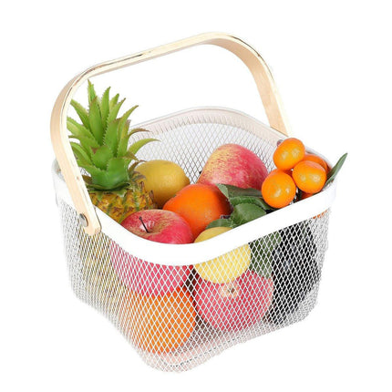 Hollow Iron Storage Basket for Fruit Vegetables Draining Organizer Kitchen Decor