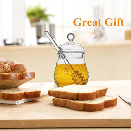 Clear Glass Honey Jar with Lid Kitchen Storage Container for Honey or Jam