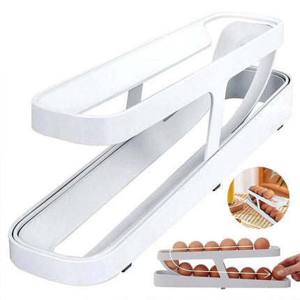 Rolldown Refrigerator Egg Dispenser Auto Rolling Egg Holder 2 Tier Storage Rack - Aimall