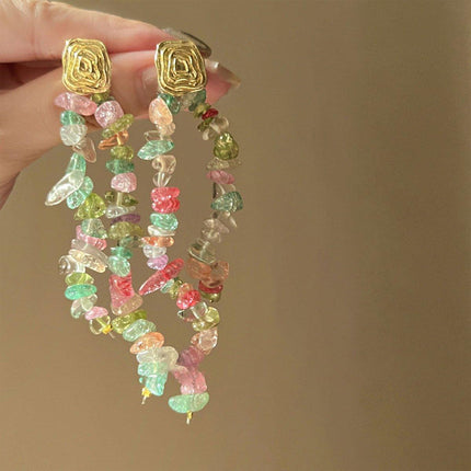 Colourful Irregular Square Tassel Earrings Trendy Fashion Jewelry for Women Gift