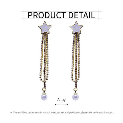 Star Pearl Tassel Earrings Dangle Design Fashion Jewellery Women Accessories