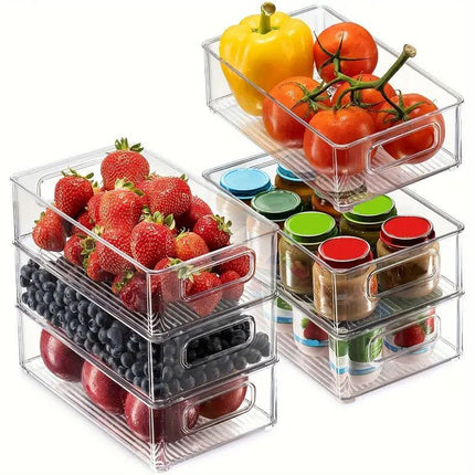 6pcs Transparent Fridge Organizer Storage Box for Kitchen and Food Organization