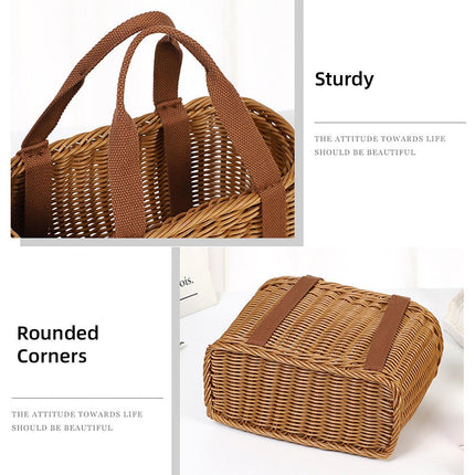 Imitation Rattan Woven Basket Shopping Basket Fruit Vegetable Storage Basket