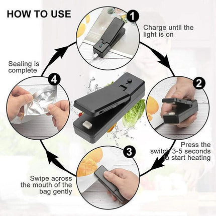 Portable Mini Heat Sealing Machine USB Rechargeable Food Sealer Plastic Bag - Aimall