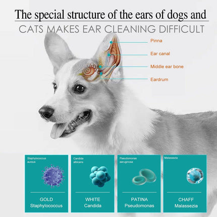 Pet Ear Drops for Cats Dogs Clean Mites Deodorize Itchy Ears Universal Solution