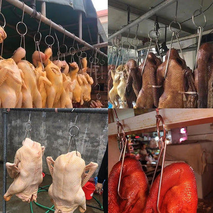 10PCS Stainless Steel Roast Duck Hooks Duty Double Hooks for Chicken Meat Goose