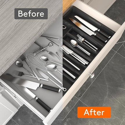 Expandable Cutlery Organizer Adjustable Silverware Drawer Storage Box Tray