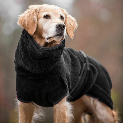 Pet Bathrobe Clothes Dog Towel Drying Robe Soft Warm Super Absorbent Black - Aimall