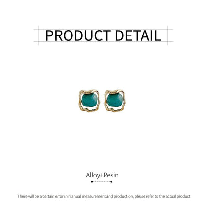 Elegant Blue Oil Drop Earrings Fashion Retro Geometric Irregular Silver Needle