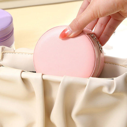 High End Round Jewelry Box Portable Travel Jewelry Storage Organizer Case Holder