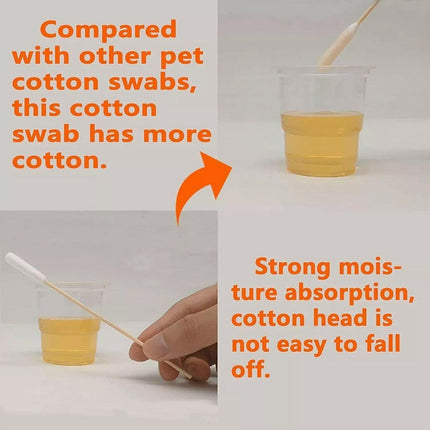 200PCS Pet Ear Eye Nose Cleaning Cotton Swabs Disposable Dog Cat Grooming Tools