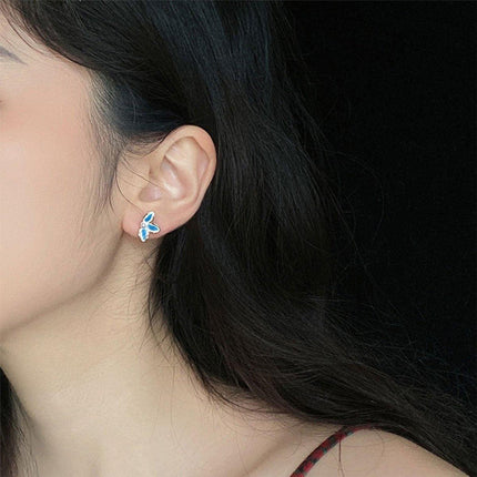 Haze Blue Earrings Vintage Temperament Stud Earrings Fashion Jewelry for Women