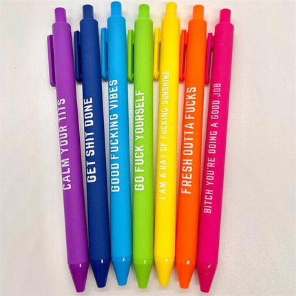 11PCS Funny Pens Swear Word Pen Set Black Ink Writing Pen Funny Office Diary New - Aimall