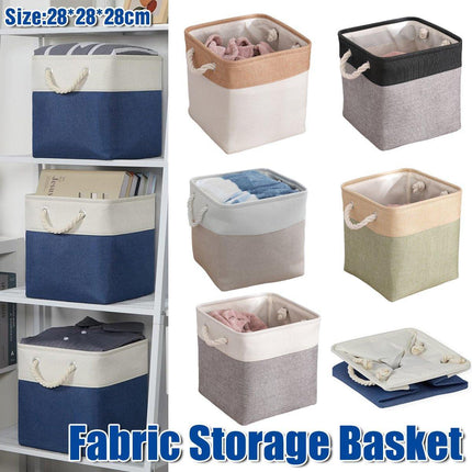 Large Linen Fabric Laundry Basket Home Storage Basket Dirty Clothes Bin Foldable