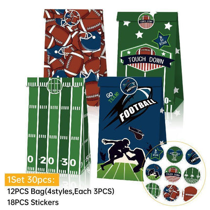 2set Football Touchdown Sports Game Party Candy Gift Kraft Paper Bags Birthday