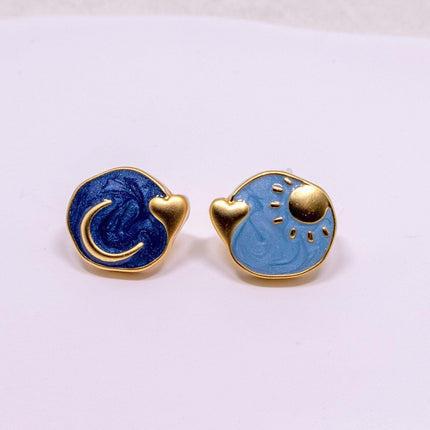 Vintage Sun Moon Heart Earrings Bohemian Style Jewelry for Women Trendy Fashion
