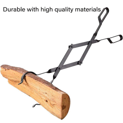 Folding Fireplace Tongs Grip Fire Pit Pliers Outdoor Indoor Fire Tools Durable