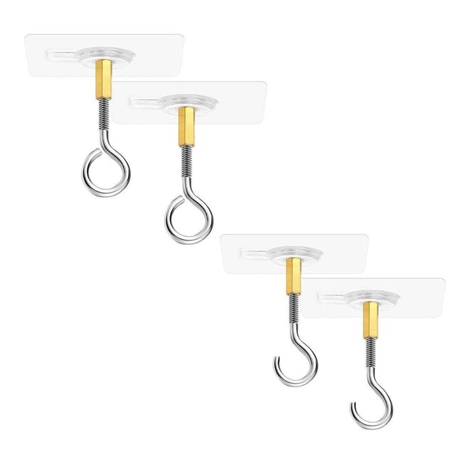 12 PCS Heavy Duty Self Adhesive Hooks Stainless Steel Ceiling Hooks for Home
