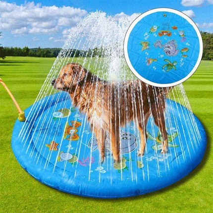 100cm Pet Dog Inflatable Sprinkler Splash Spray Mat Outdoor Water Pool Play Pad - Aimall