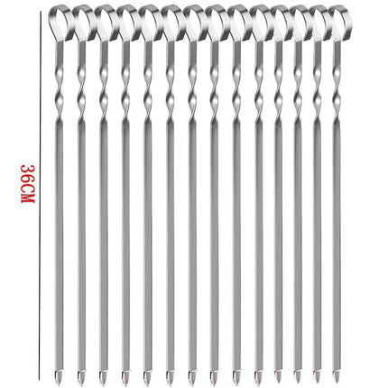 14 Pack Kabob Skewers Premium Flat Metal BBQ Barbecue Skewer Long Stainless - Aimall