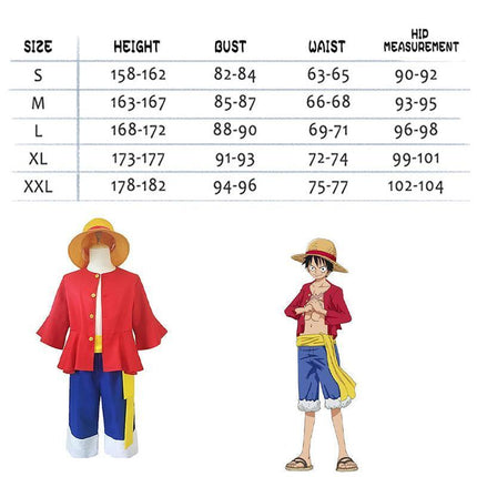 ONE PIECE Monkey D Luffy 2 Years Later Cosplay Costume with Hat Book Week Outfit AU - Aimall