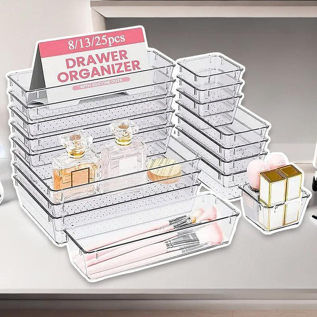 Transparent Plastic Drawer Organiser Set Multifunctional Desktop Storage Box
