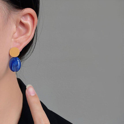 Modern Clashing Blue Earrings For Women Vintage Style Elegant Statement Jewelry